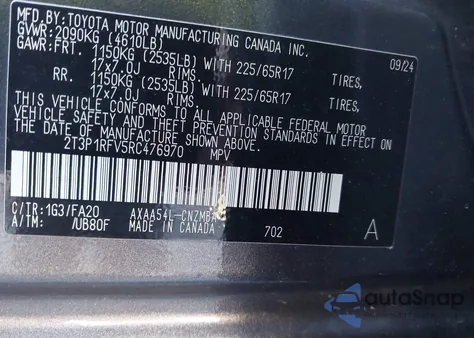 2024 Toyota Rav4 Xle z USA, uszkodzony, nr VIN 2T3P1RFV5RC476970